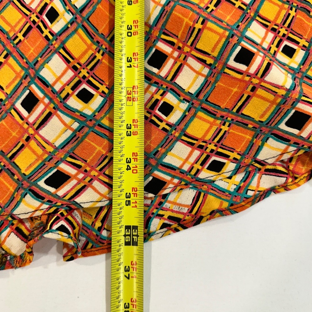Vintage 90s Betsey Johnson Dress Womens M Orange Geometric Rayon USA Made - Picture 7 of 7